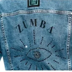ZUMBA スワロフスキー ジージャン 正規品☆USED! ZUMBA 難あり!Swarovski デニムジャケット S